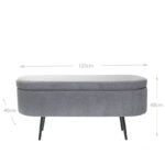 120 CM Luxurious Faux Fur Storage Bench with Metal Legs Modern Bedroom Benches Vanity Stool Shaggy Stools for Living Room Bedroom and Entryway Gray - Image 3