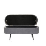 120 CM Luxurious Faux Fur Storage Bench with Metal Legs Modern Bedroom Benches Vanity Stool Shaggy Stools for Living Room Bedroom and Entryway Gray