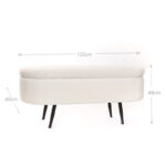 120 CM Luxurious Faux Fur Storage Bench with Metal Legs Modern Bedroom Benches Vanity Stool Shaggy Stools for Living Room Bedroom and Entryway White - Image 3