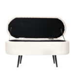 120 CM Luxurious Faux Fur Storage Bench with Metal Legs Modern Bedroom Benches Vanity Stool Shaggy Stools for Living Room Bedroom and Entryway White - Image 4