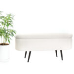 120 CM Luxurious Faux Fur Storage Bench with Metal Legs Modern Bedroom Benches Vanity Stool Shaggy Stools for Living Room Bedroom and Entryway White