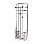 141 CM Wall Mounted Metal Coat Rack with Hooks and Storage Basket Hanging Coat Racks for Hats Clothes Towels and Purses Black - Image 3