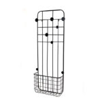 141 CM Wall Mounted Metal Coat Rack with Hooks and Storage Basket Hanging Coat Racks for Hats Clothes Towels and Purses Black
