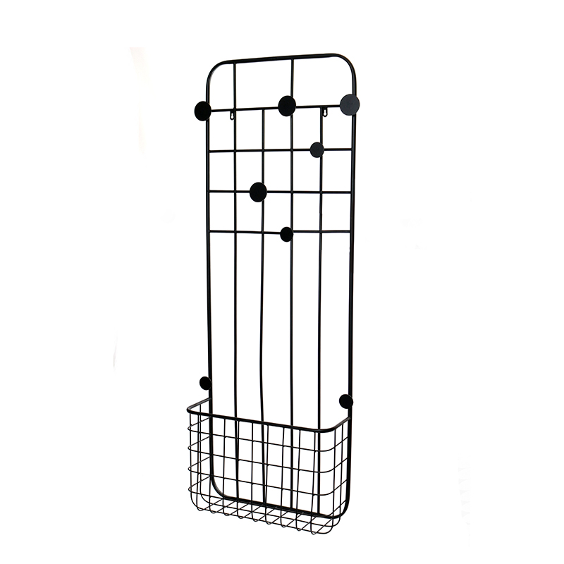 141 CM Wall Mounted Metal Coat Rack with Hooks and Storage Basket Hanging Coat Racks for Hats Clothes Towels and Purses Black (2) 141 CM Wall Mounted Metal Coat Rack with Hooks and Storage Basket Hanging Coat Racks for Hats Clothes Towels and Purses Black - Image 1