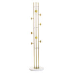 171 CM Heavy Duty Metal Coat Rack Stand with Stable Marble Base Coats Racks with 8 Hooks Freestanding Hanger for Coats Hats and Bags Gold