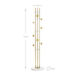 171 CM Heavy Duty Metal Coat Rack Stand with Stable Marble Base Coats Racks with 8 Hooks Freestanding Hanger for Coats Hats and Bags Gold - Image 3