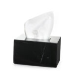 18 CM Handmade Marble Stone Tissue Box Cover Rectangle Tissue Box Holder Napkin Dispenser for Home Living Room Office and Countertop 1 Piece Black