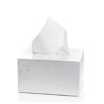 18 CM Handmade Marble Stone Tissue Box Cover Rectangle Tissue Box Holder Napkin Dispenser for Home Living Room Office and Countertop 1 Piece White