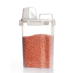 2.5 L Plastic Storage Container with Airtight Dispenser Lid and Measuring Cup Kitchen and Pantry Organization for Cereal Lentil and Rice 1 Piece