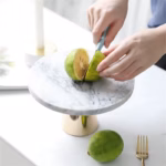 20 CM Marble Cake Stand with Metal Base Dessert Plate Jewelry Display Tray Multipurpose Storage Trays for Cupcakes Fruits Cosmetics and Skin Care - Image 2