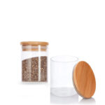 200 ML Borosilicate Glass Food Storage Jar with Bamboo Lid and Silicone Ring Food Storage Jars for Storing Spices Condiments and Herbs 1 Piece