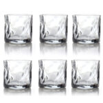 200 ML Set of 6 Irregular Crystal Glass Cup Drinking Cups for Water Whiskey Cocktail and Beverage