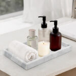 25 CM Marble Stone Bathroom Vanity Tray Luxury Natural Stone Decorative Tray Rectangle Countertop Dresser Trays for Coffee Perfume Jewelry and Makeup