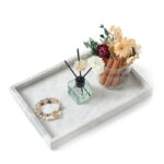 30 CM Marble Stone Bathroom Vanity Tray Luxury Natural Stone Decorative Tray Rectangle Countertop Dresser Trays for Coffee Perfume Jewelry and Makeup