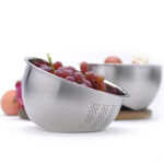 26 CM Stainless Steel Colander Rice Washing Bowl Kitchen Colanders Strainers Fine Mesh Strainer for Washing Vegetables Fruits and Pasta 1 Piece Silver - Image 2