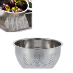 26 CM Stainless Steel Colander Rice Washing Bowl Kitchen Colanders Strainers Fine Mesh Strainer for Washing Vegetables Fruits and Pasta 1 Piece Silver