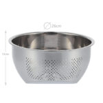 26 CM Stainless Steel Colander Rice Washing Bowl Kitchen Colanders Strainers Fine Mesh Strainer for Washing Vegetables Fruits and Pasta 1 Piece Silver - Image 3