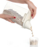 3 L Plastic Storage Container with Airtight Dispenser Lid and Measuring Cup Kitchen and Pantry Organization for Cereal Lentil and Rice 1 Piece