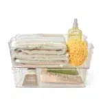 32 CM X 22 CM Plastic Storage Bin with Handles Refrigerator Organizer Bins Stackable Fridge Box for Food Storage Pantry and Freezer 1 Piece - Image 2