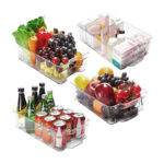 32 CM X 22 CM Plastic Storage Bin with Handles Refrigerator Organizer Bins Stackable Fridge Box for Food Storage Pantry and Freezer 1 Piece