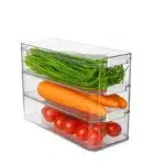 33 CM Plastic Food Storage Organizer Bin with Locking Lid  Refrigerator Organizer Bins Stackable Container Box for Kitchen Pantry and Fridge 1 Piece