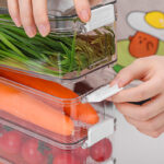 33 CM Plastic Food Storage Organizer Bin with Locking Lid  Refrigerator Organizer Bins Stackable Container Box for Kitchen Pantry and Fridge 1 Piece - Image 2