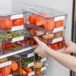 35 CM Plastic Food Storage Organizer Bin with Locking Lid  Refrigerator Organizer Bins Stackable Container Box for Kitchen Pantry and Fridge 1 Piece
