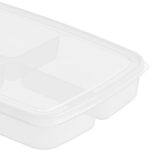 4 Compartments Meal Prep Container with Lid Plastic Food Storage Box Reusable Containers Refrigerator Organizer for Meat Vegetables and Fruits 1 Piece - Image 4