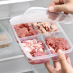 4 Compartments Meal Prep Container with Lid Plastic Food Storage Box Reusable Containers Refrigerator Organizer for Meat Vegetables and Fruits 1 Piece - Image 2