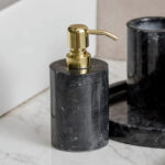 5 Pieces Marble Decorative Bathroom Accessories Set Bath Accessory Kit Includes Soap Dispenser Soap Dish Cotton Swab Box with Lid Tumbler and Tray - Image 4