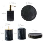 5 Pieces Marble Decorative Bathroom Accessories Set Bath Accessory Kit Includes Soap Dispenser Soap Dish Cotton Swab Box with Lid Tumbler and Tray - Image 3