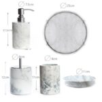 5 Pieces Marble Decorative Bathroom Accessories Set Bath Accessory Kit Includes Soap Dispenser Soap Dish Cotton Swab Box with Lid Tumbler and Tray - Image 3