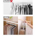 6 in 1 Pants Hangers Multi Layer Organizer Hanger for Wardrobe Multifunctional Folding Space Saving Clothes Storage for Trousers Scarves and Towels - Image 2