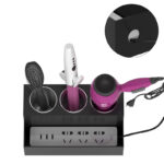 Acrylic Hair Tool Organizer with 3 Cups Bathroom Supplies Blow Dryer Holder Vanity Caddy Storage Stand for Accessory Makeup and Toiletries Black - Image 2