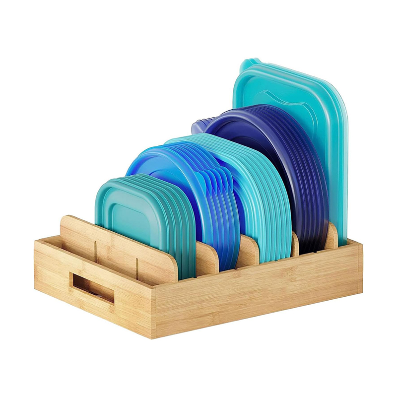 Bamboo Storage Organizer Box with 5 Adjustable Removable Dividers Multipurpose Kitchen Drawer Organization for Cutlery Lids and Kitchen Utensils (1) Bamboo Storage Organizer Box with 5 Adjustable Removable Dividers Multipurpose Kitchen Drawer Organization for Cutlery Lids and Kitchen Utensils - Image 1