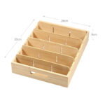 Bamboo Storage Organizer Box with 5 Adjustable Removable Dividers Multipurpose Kitchen Drawer Organization for Cutlery Lids and Kitchen Utensils - Image 3