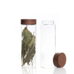 200 ML Borosilicate Glass Food Storage Jar with Airtight Seal Acacia Wooden Lid Food Storage Jars for Storing Spices Condiments Tea and Herbs 1 Piece