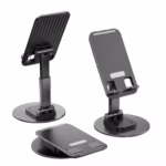 Cell Phone Stand 360° Rotation Foldable Cell Phone Holder Non Slip Smartphone Cradle Portable Mobile Stand Adjustable Height and Tilting 1 Piece Black