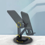 Cell Phone Stand 360° Rotation Foldable Cell Phone Holder Non Slip Smartphone Cradle Portable Mobile Stand Adjustable Height and Tilting 1 Piece Black - Image 2