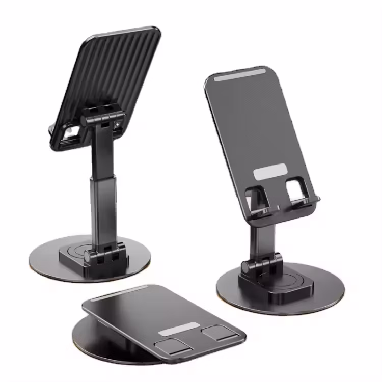 Cell Phone Stand 360° Rotation Foldable Cell Phone Holder Non Slip Smartphone Cradle Portable Mobile Stand Adjustable Height and Tilting 1 Piece Black (1) Cell Phone Stand 360° Rotation Foldable Cell Phone Holder Non Slip Smartphone Cradle Portable Mobile Stand Adjustable Height and Tilting 1 Piece Black - Image 1