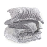 3 Pieces Cotton King Size Winter Comforter Set Ultra Soft Warm Bed Set Bedspread with Matching Pillowcases Includes Duvet Cover and 2 Pillow Case Gray
