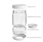 800 ML Glass Pickle Hourglass Jar with Removable Silicone Strainer Flip Leakproof Airtight Juice Separator from Wet and Dry for Olive and Pickles - Image 4