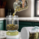 800 ML Glass Pickle Hourglass Jar with Removable Silicone Strainer Flip Leakproof Airtight Juice Separator from Wet and Dry for Olive and Pickles - Image 2
