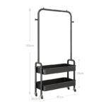 159 CM Heavy Duty Metal Garment Rack 4.5 KG Rolling Storage Cart with Wheels Freestanding Cloth Hanger Rail with 2 Tier Storage Shelf Black - Image 3