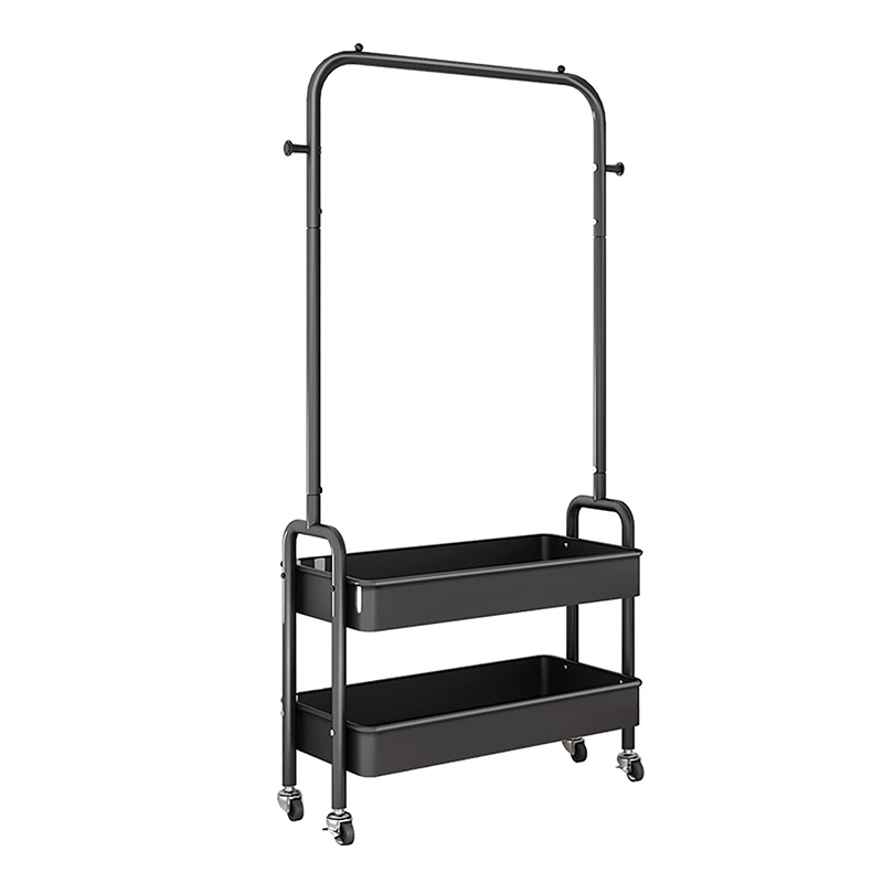 Heavy Duty Metal Garment Rack for Hanging Clothes Rolling Storage Cart with Wheels Freestanding Cloth Hanger Rail with 2 Tier Storage Shelf White (8) 159 CM Heavy Duty Metal Garment Rack 4.5 KG Rolling Storage Cart with Wheels Freestanding Cloth Hanger Rail with 2 Tier Storage Shelf Black - Image 1