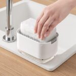 Kitchen Soap Dispenser 2 in 1 Washing Up Liquid Dispenser Refillable Soap Dispenser Sink Organizer Pump Soap Dispenser with Sponge Holder - Image 2