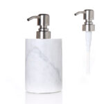 150 ML Marble Soap Dispenser with Stainless Steel Pump Refillable Soap Dispensers Bottle Hand Soap Dispenser Bottles for Bathroom and Kitchen White