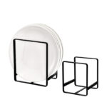 Metal Plate Holders Plates Organizer Stand Multifunctional Plate Holder Dish Storage Drying Rack for Kitchen Cabinets Countertop and Cupboard Black
