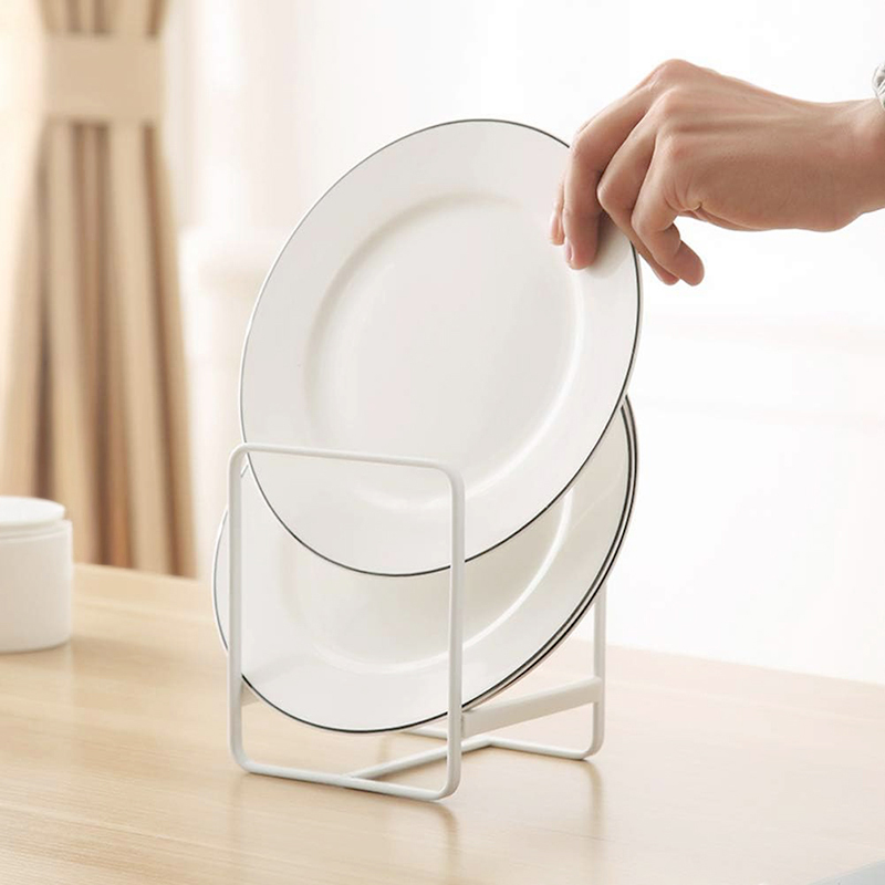 Metal Plate Holders Plates Organizer Stand Multifunctional Plate Holder Dish Storage Drying Rack for Kitchen Cabinets Countertop and Cupboard White (2) Metal Plate Holders Plates Organizer Stand Multifunctional Plate Holder Dish Storage Drying Rack for Kitchen Cabinets Countertop and Cupboard White - Image 1