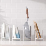 Metal Plate Holders Plates Organizer Stand Multifunctional Plate Holder Dish Storage Drying Rack for Kitchen Cabinets Countertop and Cupboard White - Image 2